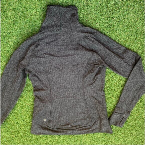 Lululemon Think Fast Heathered gray Herringbone 1/4 zip SWEATSHIRT TOP sz 4 - Picture 7 of 8